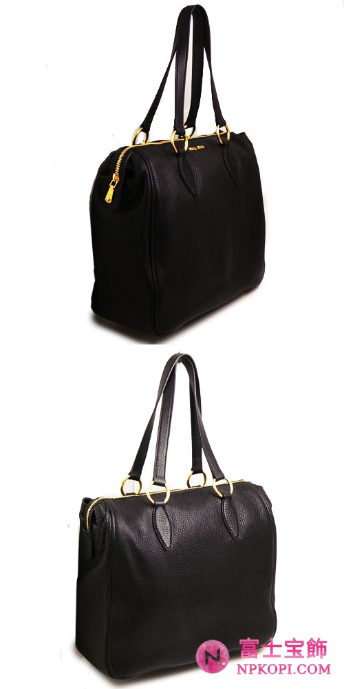 MIUMIU バッグ ショルダートートバッグ レディース レザー ブラック RR1787 VITELLO CARIBU NERO